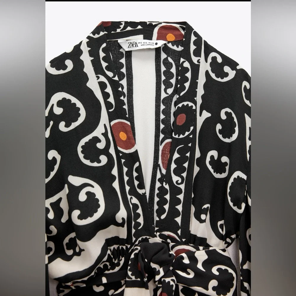 Zara Printed Wrap Dress SMALL NWT - Picture 5 of 7